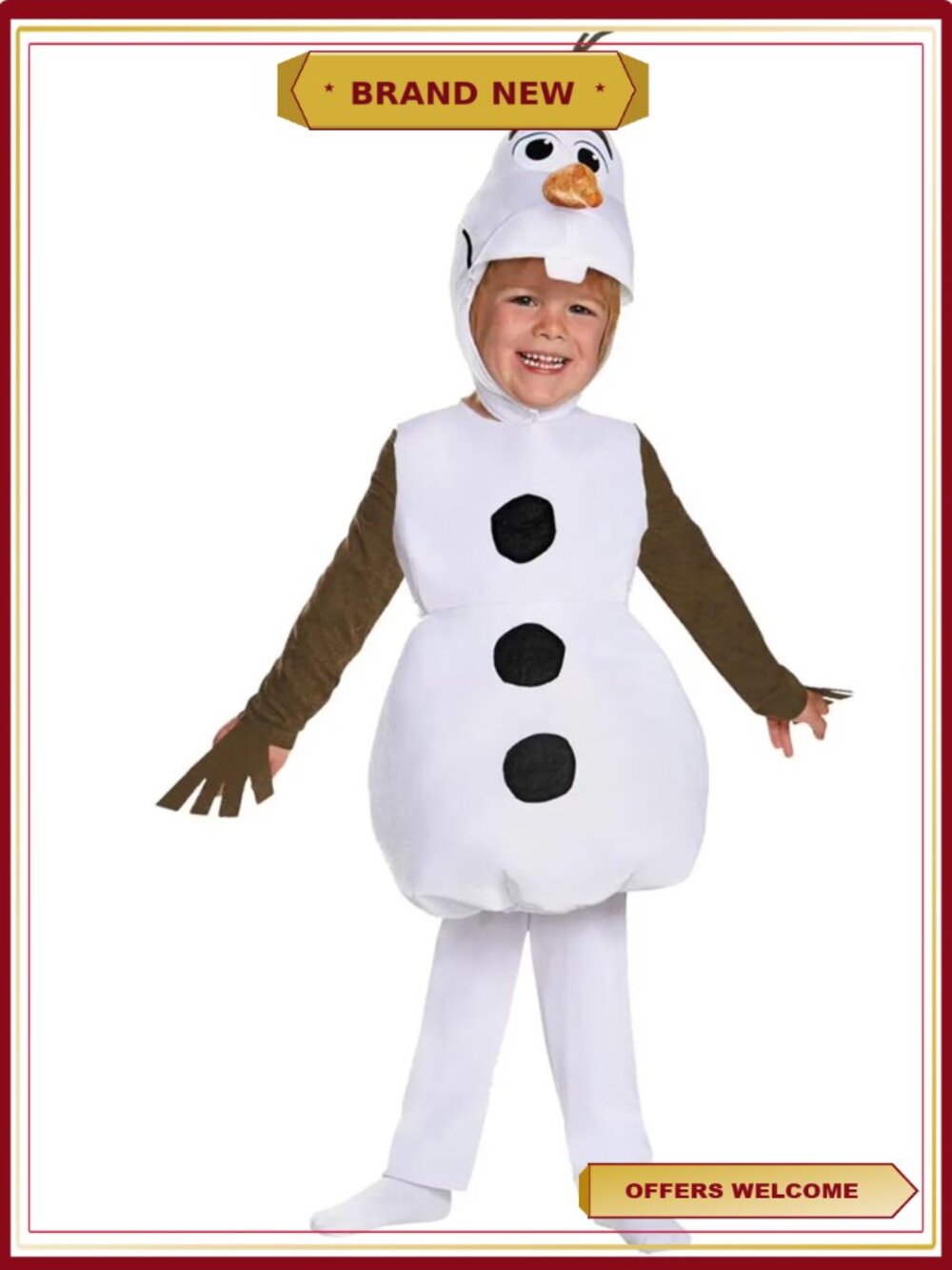 Disney Frozen Olaf Costume Infant 12-18 Months Jumpsuit Headpiece
